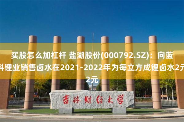 买股怎么加杠杆 盐湖股份(000792.SZ)：向蓝科锂业销售卤水在2021-2022年为每立方成锂卤水2元