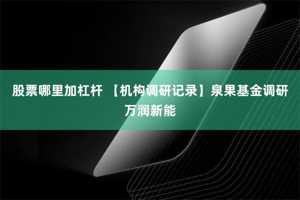 股票哪里加杠杆 【机构调研记录】泉果基金调研万润新能